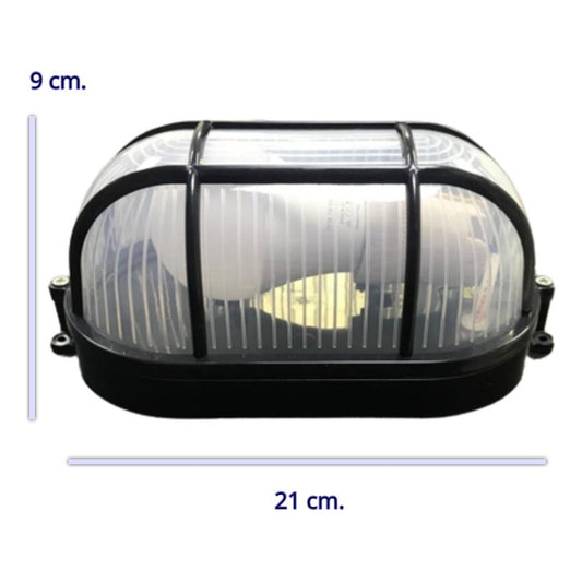 Foco Tortuga Ovalado Negro Rejilla 7W E27 FSL 6500k IP54