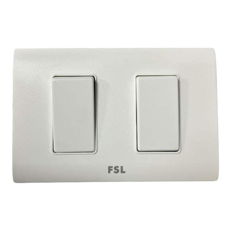 Placa Doble FSL F8B-K2 Blanca | Cubierta Interruptores/Enchufes 2 Módulos