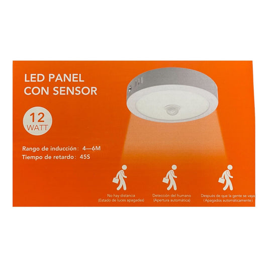 Panel Led Sobrepuesto Con Sensor 12w Luz Fría (6500k)- Blanco Fsl