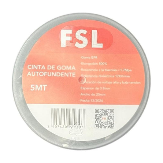 Cinta de Goma Autofundente FSL ERP 5m Negro | Sellado Hermético Sin Adhesivos