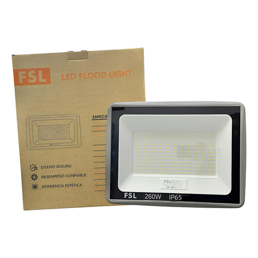 Reflector LED SMD 260W FSL IP65 Luz Fría Exterior Certificado SEC – Alta Potencia