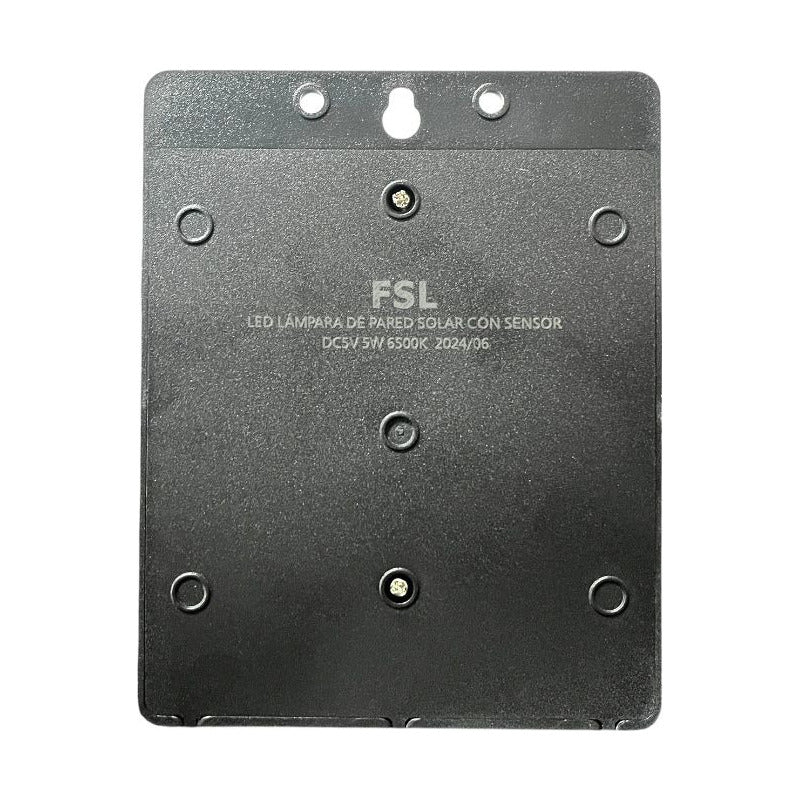 Foco Solar Pared FSL 5W 6500K Negro | Sensor Movimiento IP65 Exterior