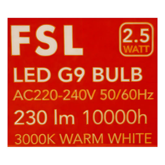 Ampolleta LED G9 2.5W 3000K Blanco Cálido FSL