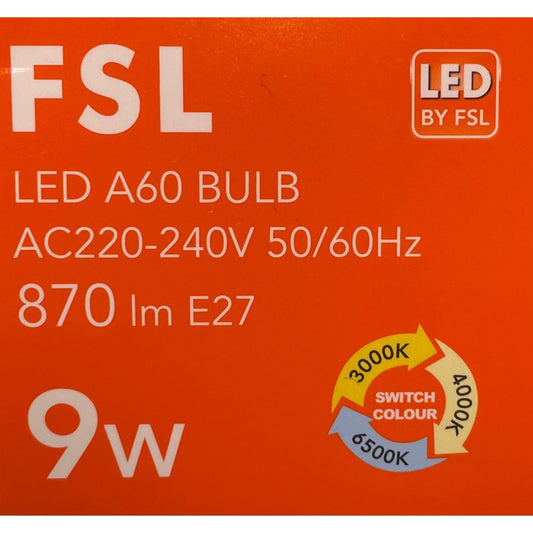 Ampolleta LED A60 9W E27 3CCT FSL (Cálida/Neutra/Fría)