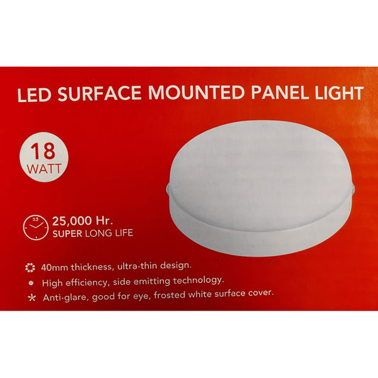 Panel LED Sobrepuesto Redondo 18W – Tipo Torta, Luz Fría (6500k)– FSL