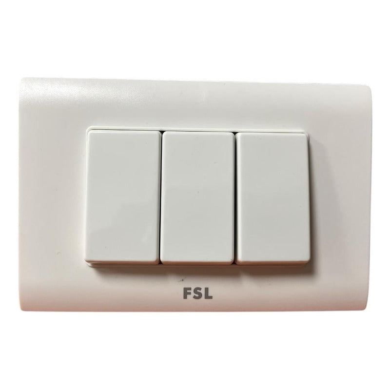 Placa Triple FSL F8B-K3 Blanca | Cubierta Interruptores/Enchufes 3 Módulos