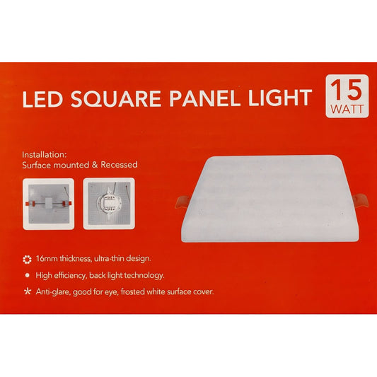 Panel LED Cuadrado Ajustable 15W Luz Fría 6500K – FSL