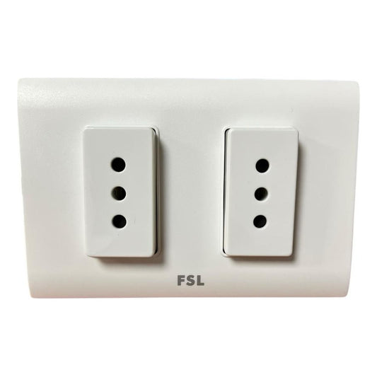 Placa Doble FSL F8B-K2 Blanca | Cubierta Interruptores/Enchufes 2 Módulos