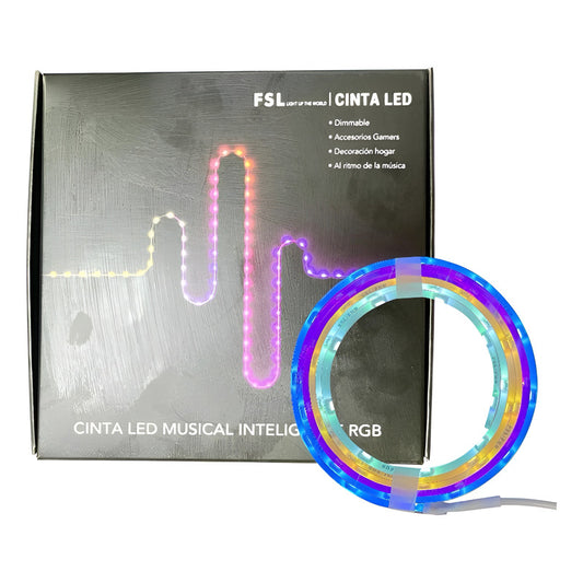 Cinta LED Musical Inteligente FSL RGB DC5V 5W 2m | Ritmo Música USB
