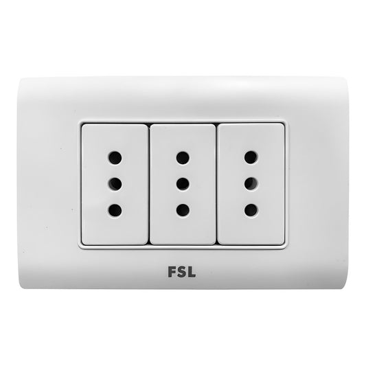 Pack x10 Tomacorriente Triple FSL F8A-3163 10A 250V Blanco | SEC Bulk 3 Tomas
