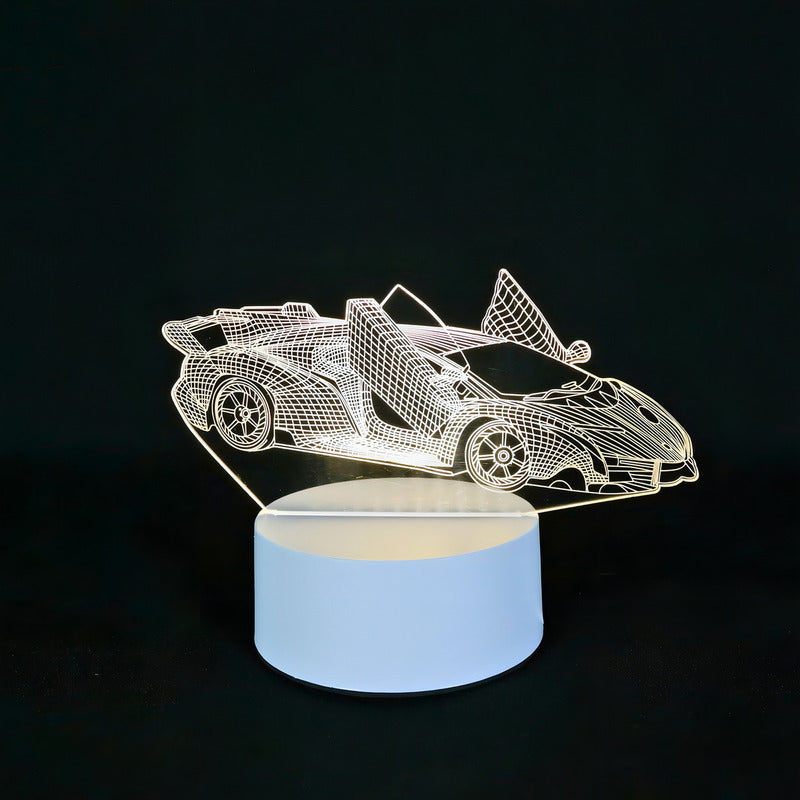 Lámpara De Mesa Decorativa Con Diseños Estructura Auto Pantalla Café