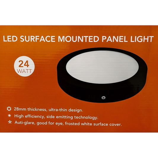 Panel LED Sobrepuesto Redondo 24W Negro – Luz Fría 6500K – FSL