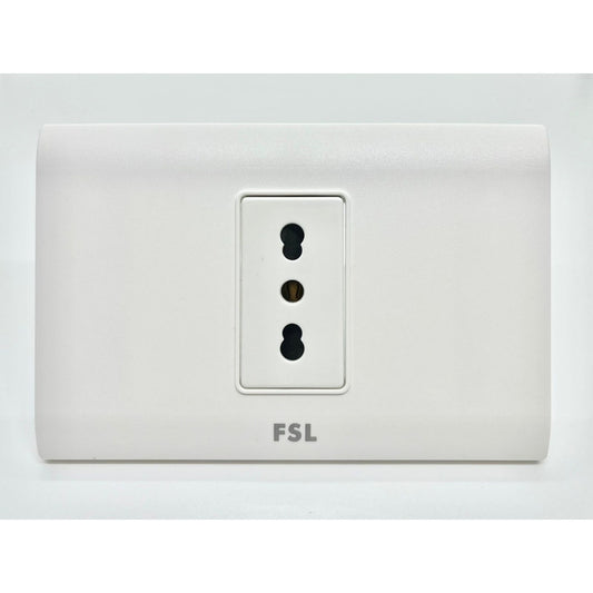 Tomacorriente Simple FSL F8A-1163W 10A 250V Blanco | SEC Certificado 1 Toma
