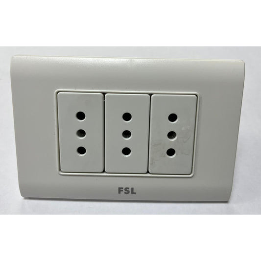 Pack x10 Tomacorriente Triple FSL F8A-3163 10A 250V Blanco | SEC Bulk 3 Tomas