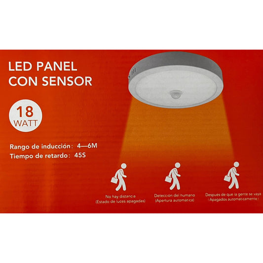 Panel LED Sobrepuesto con Sensor 18W Luz Fría 6500K –Blanco FSL