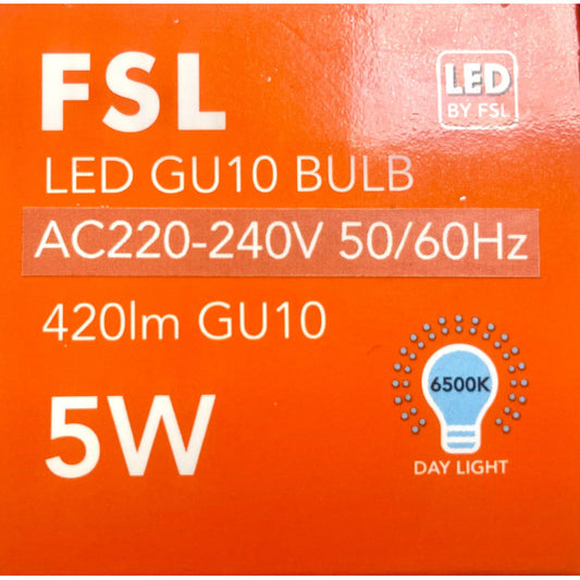 Ampolleta LED Dicroica GU10 5W Fría 6500K- FSL