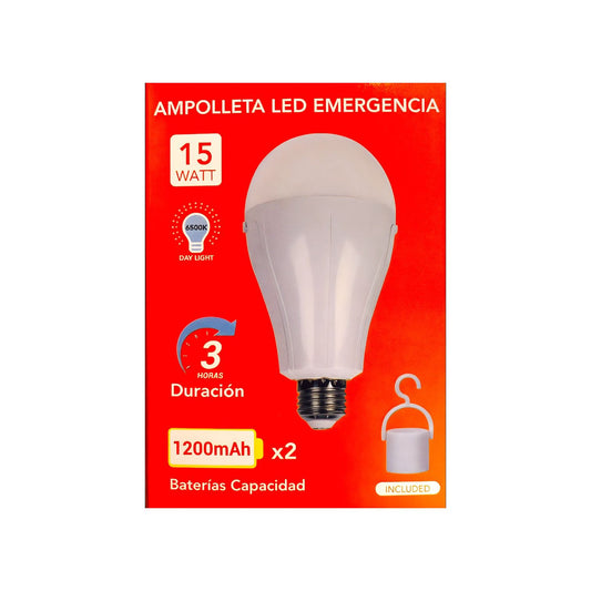 Ampolleta LED Emergencia FSL 15W E27 6500K con Doble Batería