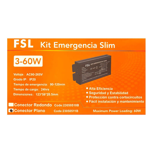 Kit Emergencia Slim Fsl 3-60w Ip20 Panel Led Conector Plano
