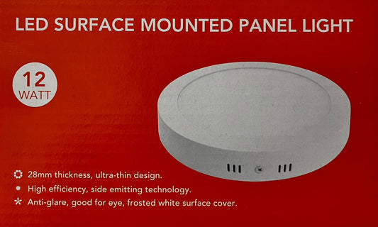 Panel LED Sobrepuesto Redondo 12W Blanco – Luz Cálida o Fría –FSL