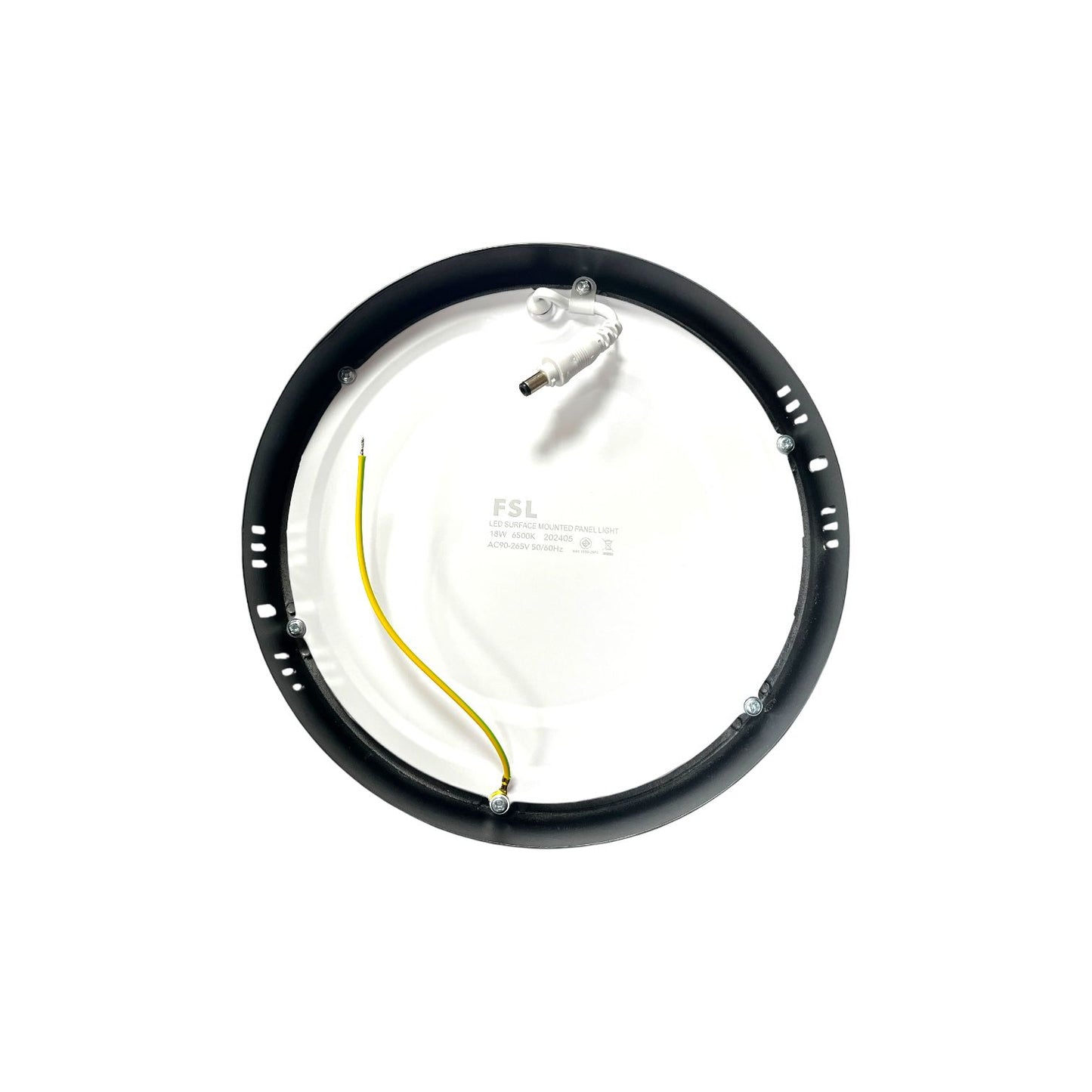 Panel Led Sobrepuesto Redondo 18w Luz Fría 6500k Negro- FSL con Detalles en caja