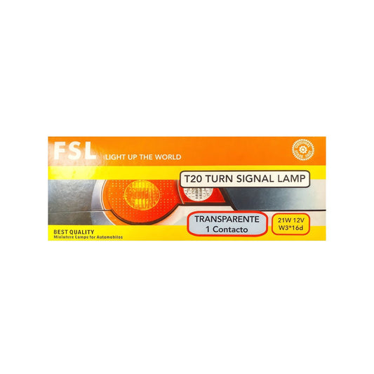 Pack X10 Ampolleta T20 21W 12V W3x16d 1 Contacto Transparente FSL