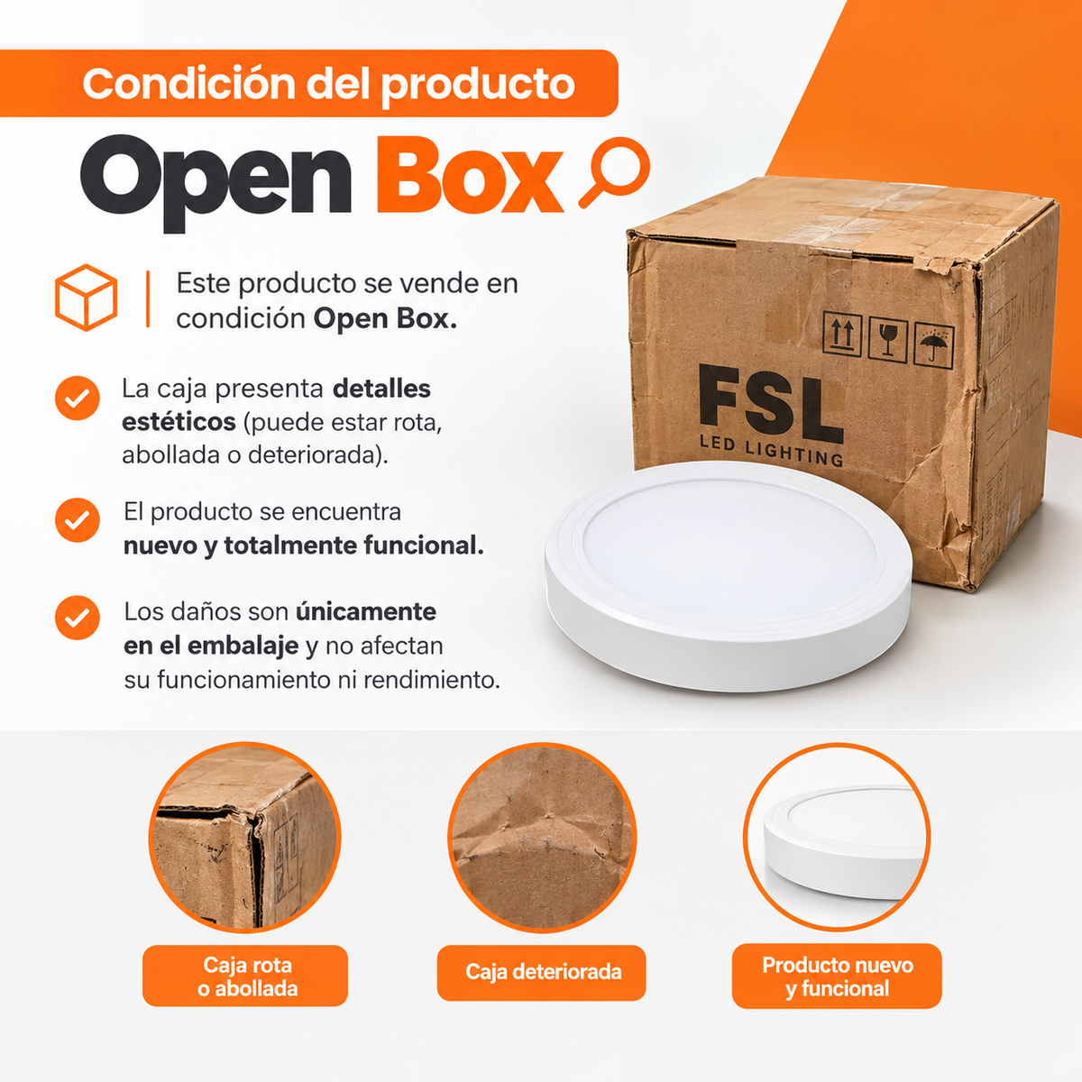 Ampolleta LED Industrial Alta Potencia 45W E27 6500K Luz Fría 6000lm – FSL (Open Box)