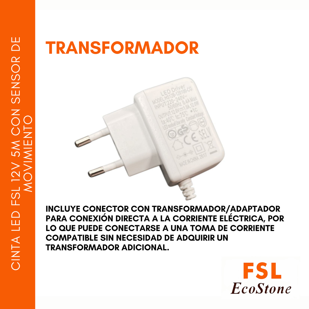 Cinta Led Fsl 12v 5m Con Sensor De Movimiento 6500k Luz Fría