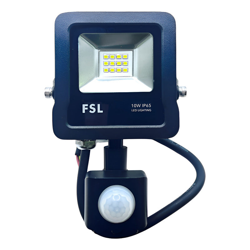 Pack x2 Proyectores LED 10W con Sensor Movimiento Luz Fría 6500K Negro FSL