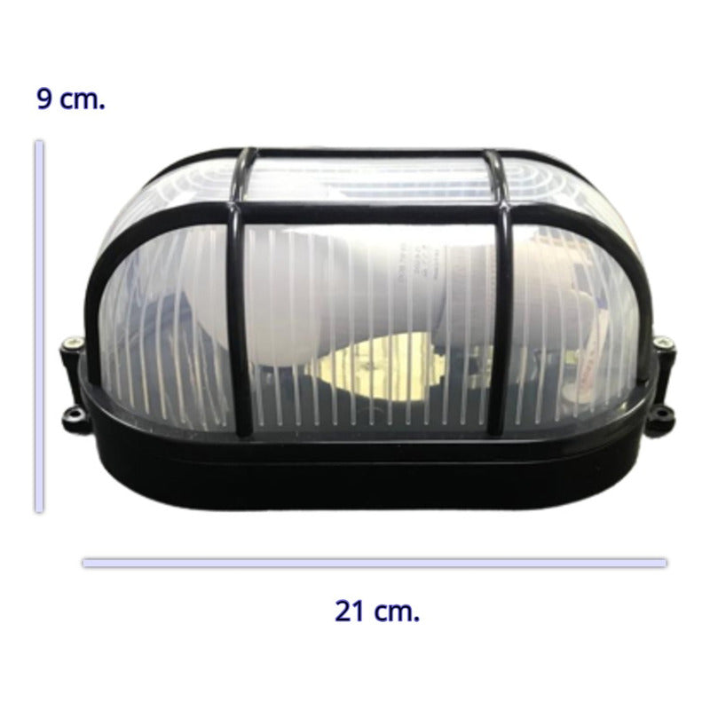 Foco Tortuga Ovalado Negro Rejilla 7W E27 FSL 6500k IP54