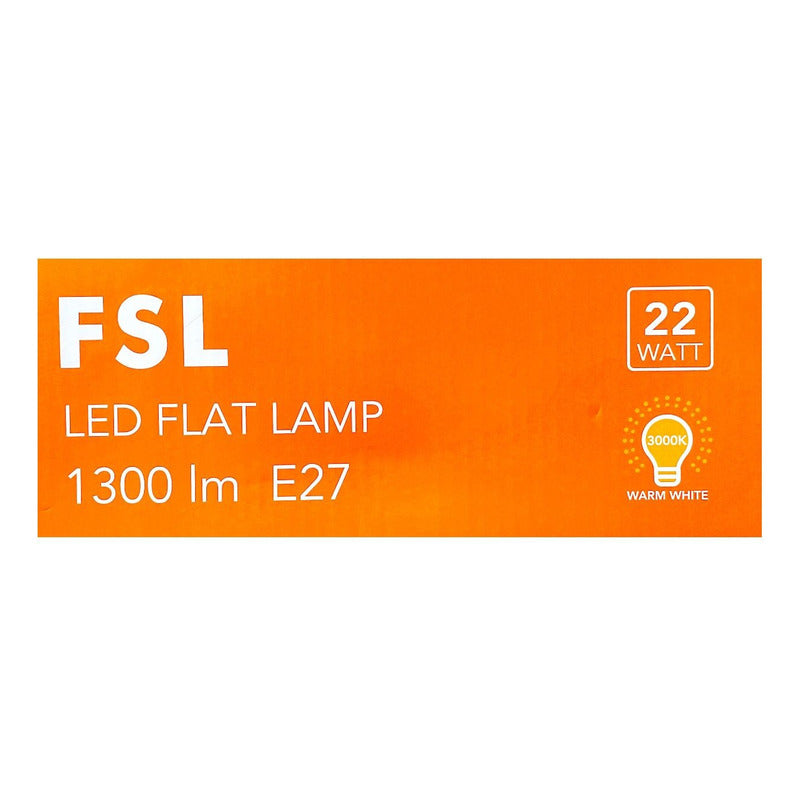 Ampolleta LED Tipo Flat 22W E27 FSL Luz Cálida 3000K / Fría 6500K Alta Potencia