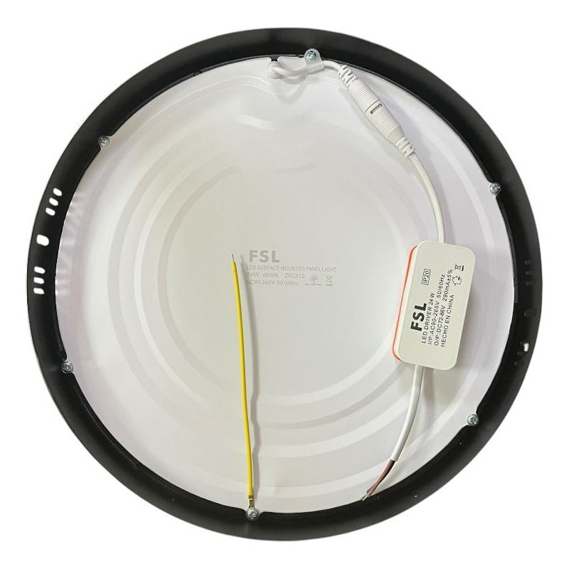 Panel LED Sobrepuesto Redondo 24W Negro – Luz Fría 6500K – FSL