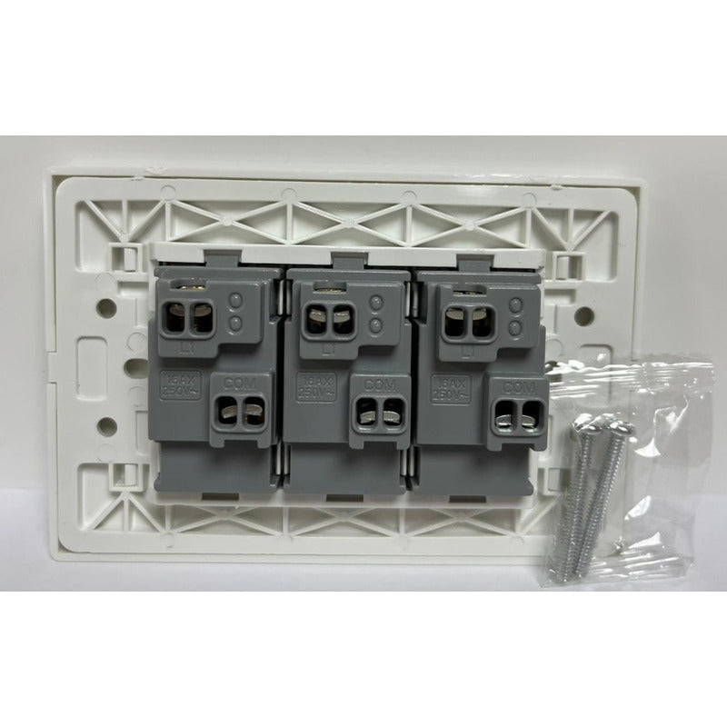 Pack x10 Interruptor Triple FSL 9/36 16A 250V Blanco | Módulo 3 SEC Bulk Electricista