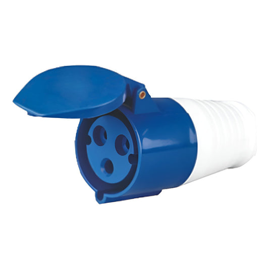 Enchufe Industrial Hembra Volante 2P+T 16A IP44 220-250V | Conector Robusto para Uso Industrial