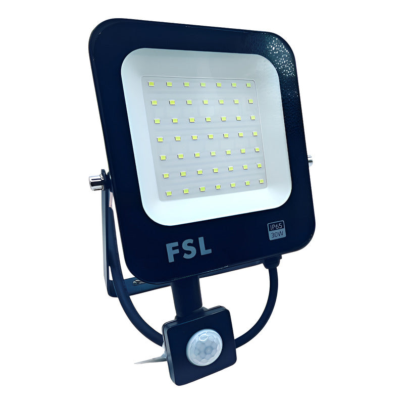 Reflector LED 30W IP65 con Sensor de Movimiento Luz Fría (6500K) Blanco – FSL