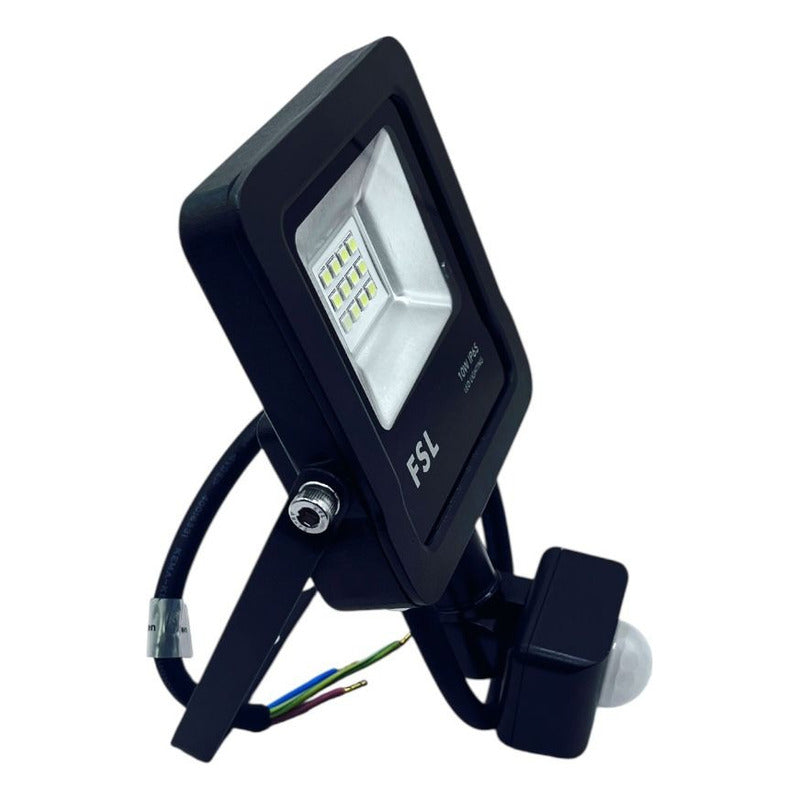 Proyector LED 10W Con Sensor Movimiento FSL IP65 6500K Exterior Negro 220V