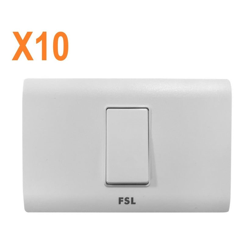 Pack X10 Interruptor Simple 9/12 16A 250V FSL Certificación SEC