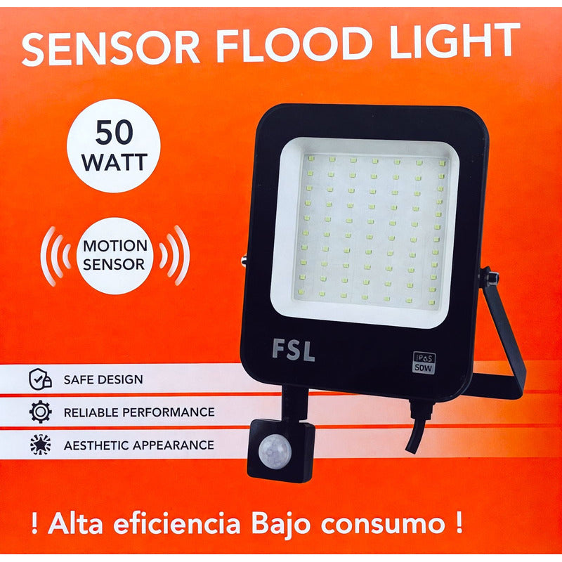 Reflector LED 50W IP65 con Sensor de Movimiento Luz Fría (6500K) Blanco - FSL