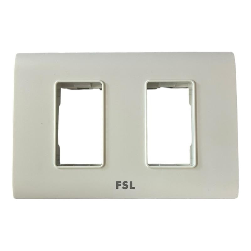 Placa Doble FSL F8B-K2 Blanca | Cubierta Interruptores/Enchufes 2 Módulos
