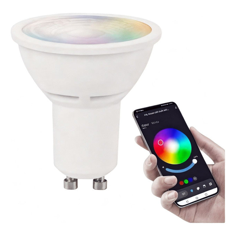 Ampolleta Inteligente LED GU10 6W – RGB / Blanco Frío 6500K – Bluetooth – FSL