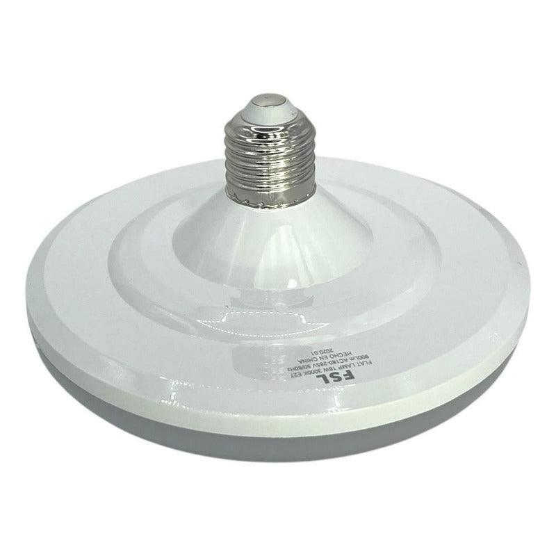 Ampolleta LED Tipo Flat 16W E27 – Luz Fría 6500K – FSL Con detalles en caja
