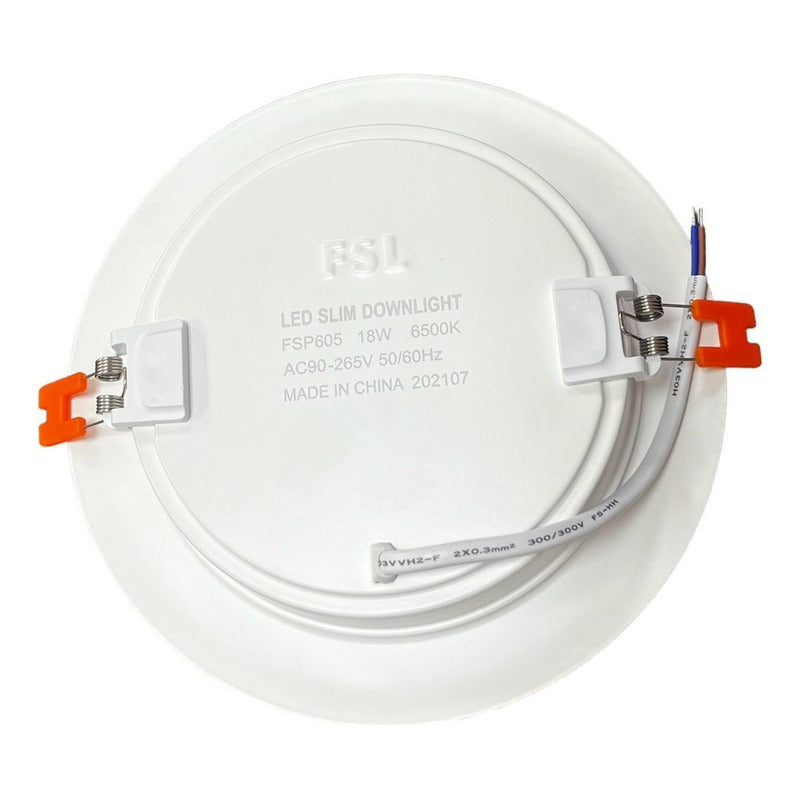 Panel LED Embutido FSL 18W 6500K Luz Blanca Fría Ø18 cm 220V Luz Directa