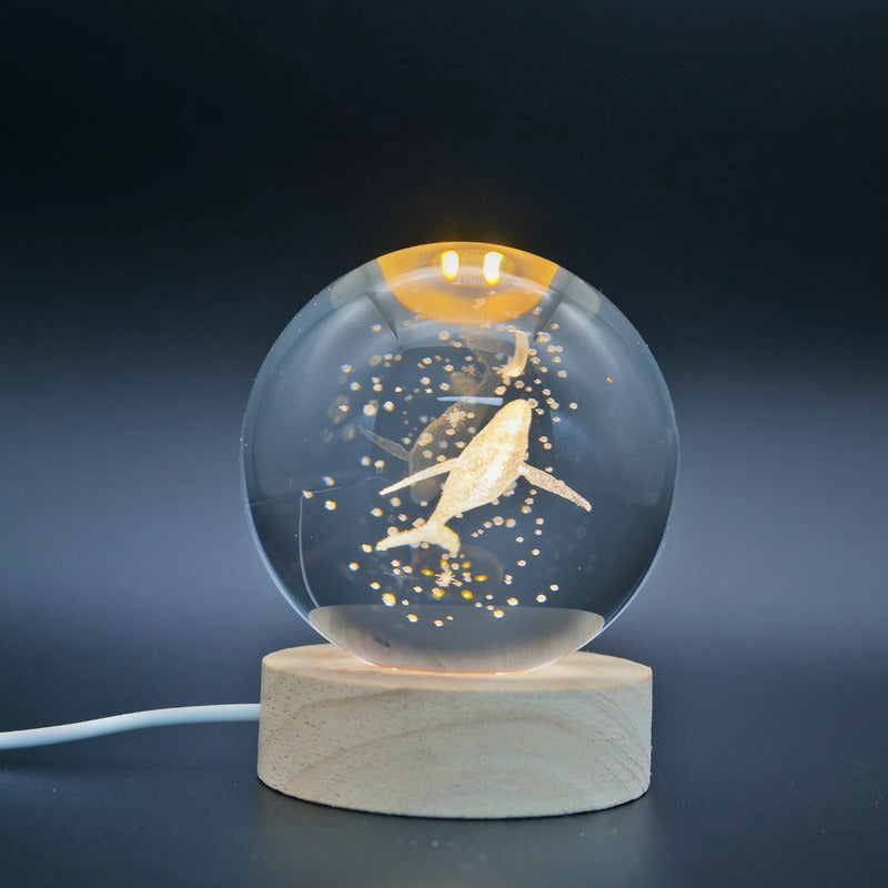 Lámpara de Noche LED Bola de Cristal 3D | Luz Decorativa con Diseños 3D