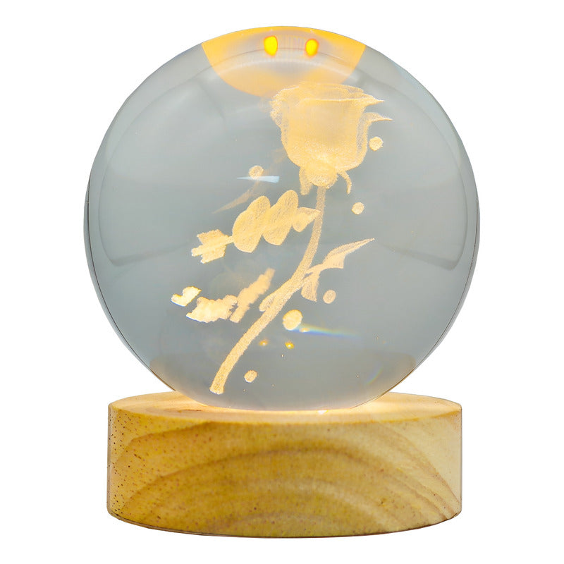 Lámpara de Noche LED Bola de Cristal 3D | Luz Decorativa con Diseños 3D