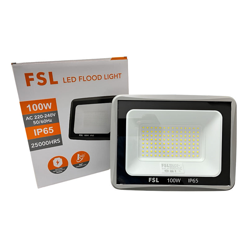 Reflector LED SMD 100W FSL IP65 Luz Neutra o Luz Fría Exterior Certificado SEC – Alta Potencia