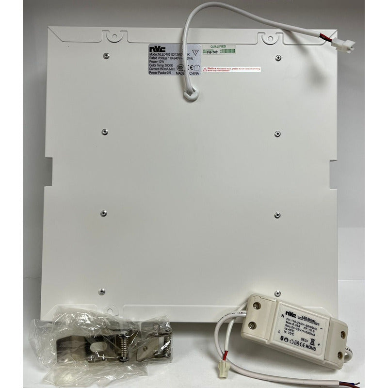 Plafón LED Embutido Cuadrado 12W 30×30 cm Luz Cálida (3000K) – Blanco NVC