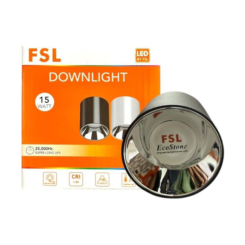 Foco Aplique LED Cilíndrico Exterior 15W Luz Cálida (3000K) Negro – FSL