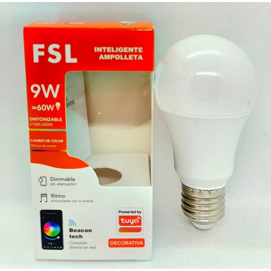Ampolleta LED Inteligente A60 9W E27 RGB Bluetooth Dimmable FSL