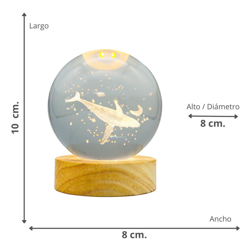 Lámpara de Noche LED Bola de Cristal 3D | Luz Decorativa con Diseños 3D