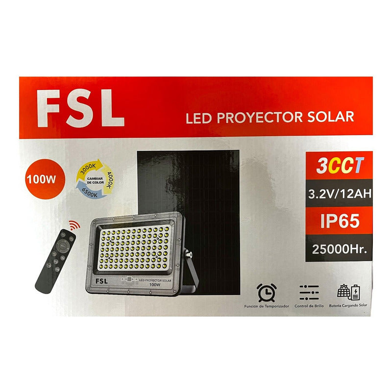 Reflector LED Solar 100W con Panel 3CCT Exterior IP65 - Blanco FSL