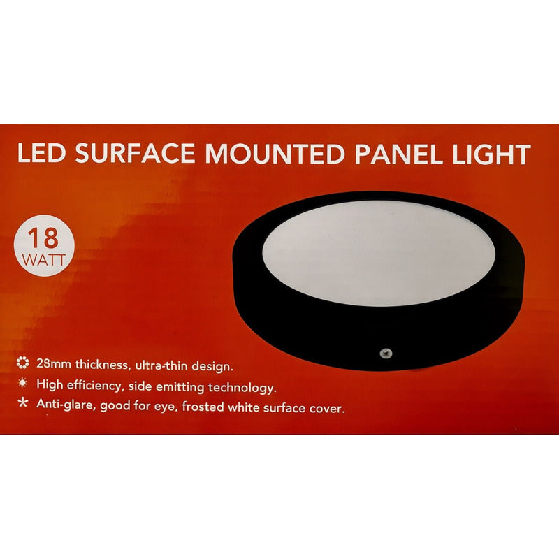 Panel LED Sobrepuesto Redondo 18W Luz Cálida/Fría Negro – FSL